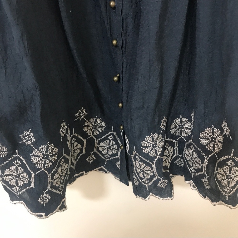 3/$15 Cecico blue boho wide dolman style sleeves top - Picture 6 of 11